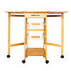 Portable Rolling Drop Leaf Kitchen Storage Trolley Cart Island Sapele Color Kitchen Trolley Cart Dining Kitchen Organizer