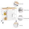 Kitchen Island Cart with Bamboo Countertop, Rolling Kitchen Storage Trolley with 2 Drawers and Adjustable Shelves