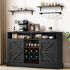 Farmhouse Sideboard Buffet Cabinet with Storage,Coffee Bar with Floating Shelves, Wine Bar Cabinet with Power Outlet for Kitchen