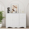 White Sideboard Buffet Cabinet with Storage, Kitchen Buffet Storage Cabinet with 2 Drawers & 3 Doors, Wood Coffee Bar Buffet