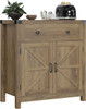 Kitchen Cabinet, Modern Farmhouse Buffet Sideboard with Drawer and Adjustable Shelf, Barn Door Kitchen Cabinet White