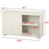Antique Buffet Sideboard Kitchen Table with Sliding Door, White Antique Buffet Sideboard Kitchen Table with Sliding Door, White