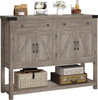 HOSTACK Buffet Sideboard Cabinet with Storage, 47.2" Coffee Bar with 2 Drawers, Barn Doors Console Table with Shelf for Kitchen
