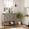 HOSTACK Buffet Sideboard Cabinet with Storage, 47.2" Coffee Bar with 2 Drawers, Barn Doors Console Table with Shelf for Kitchen