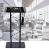 Podium Stand Black Curved Lectern Podium with Storage Shelf, 47-Inch Tall For Churches, Schools, Conferences, Events, Concierge