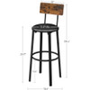 Bar Stools, Set of 2 PU Upholstered Breakfast Stools, 29.7 Inches Barstools with Back and Footrest, Simple Assembly,