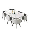 New 2024 Modern Marble Top White Classic Dining Table Living Room With 6 Chairs Set