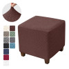 1PC Jacquard Stretch Ottoman Stool Cover Elastic Square Footstool Covers All-inclusive Durable Footrest Slipcovers Living Room