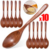 1/10pcs Wooden Tea Spoons Long Hand Wood Soup Scoops Ellipse Ladle Sets Kitchen Spice Honey Coffee Stir Spoons Home Tableware