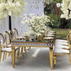 Hotel event banquet wedding banquet gold metal rectangular frame dining table