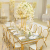 Hotel event banquet wedding banquet gold metal rectangular frame dining table