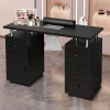 OmySalon Manicure Table Nail Desk for Nail Tech, Nail Table Station w/Electric Dust Collector, Makeup Beauty Salon Storage