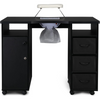 Winado Manicure Nail Table, Double Cabinet 3 Drawers 1 Door Nail Desk Station for Collector & Wrist Rest Cushion, Black