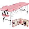 Portable 2 Sections Massage Table Spa Beds with Rolling Stool Massage Bed & Adjustable Swivel Salon Chair Aluminum Salon Bed