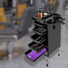 Salon Trolley with Handle and Rolling Wheels 5 Drawers and 2 Hair Dryer Holder Side Tray Salon Trolley with Handle and Rolling Wheels 5 Drawers and 2 Hair Dryer Holder Side Tray