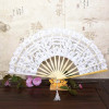 1Pcs Embroidery Chinese Dance Hand Fan Party Wedding Prom Bamboo Hand Folding Lace Fabric Retro Craft Gift Fan Home Decoration