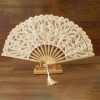 1Pcs Embroidery Chinese Dance Hand Fan Party Wedding Prom Bamboo Hand Folding Lace Fabric Retro Craft Gift Fan Home Decoration