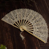 1Pcs Embroidery Chinese Dance Hand Fan Party Wedding Prom Bamboo Hand Folding Lace Fabric Retro Craft Gift Fan Home Decoration