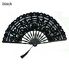 1Pcs Embroidery Chinese Dance Hand Fan Party Wedding Prom Bamboo Hand Folding Lace Fabric Retro Craft Gift Fan Home Decoration