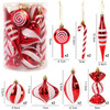 14Pcs/box Christmas Candy Cane Red Ball Ornaments Xmas Tree Hanging Pendants Navidad New Year Home Decorations 2024 Natal Gift