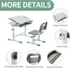 Kids Multifunctional Desk and Chair Set, Height Adjustable Children School Study Desk with Tilt Desktop, Metal Hook and Storage