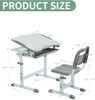 Kids Multifunctional Desk and Chair Set, Height Adjustable Children School Study Desk with Tilt Desktop, Metal Hook and Storage
