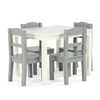 5-Piece Wood Child Table & Chairs Set in White & Grey Freight Free Children's Table and Chair Set for Kids Toys Weigh Kid Desk