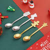 4PCS Christmas Gift Glod Spoon Fork Set Elk Christmas Tree Decoration Dessert Scoop Fruit Fork Coffee Spoon Cutlery Set