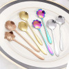 8PCS Flower Teaspoon Set Stainless Steel Ice Cream Dessert Spoon Silver Gold Small Coffee Spoons Milk Stir Tool Dinnerware Sets
