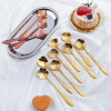 8PCS Flower Teaspoon Set Stainless Steel Ice Cream Dessert Spoon Silver Gold Small Coffee Spoons Milk Stir Tool Dinnerware Sets