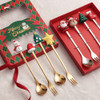 4PCS/6PCS Christmas Gift Elk Christmas Tree Dessert Spoon Cutlery Spoon Fork Set Fruit Fork Coffee Spoon Cutlery Christmas Gift