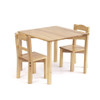 2024 New Child Real Wood Table and 2 Chairs Set, Natural Honey Wood Grain