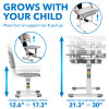 Kids Desk and Chair Set | Height Adjustable Children's Workstation with Storage Drawer | Grey Children Tables