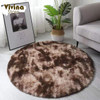 Round Plush Carpet For Living Room Green Shaggy Rug For Sofa Chair Long Hair Floor Mat Bathroom Decoration Kids Rug Fluffy