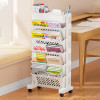 Simple Movable Bookshelf on Wheels Rolling Office Paper Organizer Mobile Book Cart Document Folder File Storage Book Shelf Rack