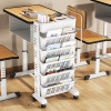 Simple Movable Bookshelf on Wheels Rolling Office Paper Organizer Mobile Book Cart Document Folder File Storage Book Shelf Rack