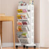 Simple Movable Bookshelf on Wheels Rolling Office Paper Organizer Mobile Book Cart Document Folder File Storage Book Shelf Rack