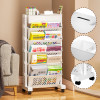 Simple Movable Bookshelf on Wheels Rolling Office Paper Organizer Mobile Book Cart Document Folder File Storage Book Shelf Rack