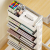 Simple Movable Bookshelf on Wheels Rolling Office Paper Organizer Mobile Book Cart Document Folder File Storage Book Shelf Rack