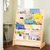 Kids Bookshelf, 6-Layer Kids Sling Book Rack Shelf Organizer for Kids Bedroom Playroom Toy Storage Save Space(Natural Beige)