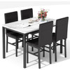 Dining Table Set for 4, Modern Kitchen Table and Chairs Set with 4 PU Leather Chairs, Space-Saving Dinette Dining Room Table Set