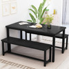 Dining Table Set 4 Kitchen Table Sets with 2 Stools, 3 Piece Farmhouse Table Set Industrial Breakfast Corner Tables