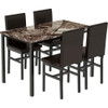 DKLGG Dining Table Set for 4, 5 Pieces Faux Marble Dining Set Kitchen Table and Chairs with 4 Leather Upholstered Chairs