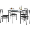 Dining Table Set Matte Black Space Saving Kitchen Dining Room Table and Chairs [4 Placemats Included] 5-Piece Dinette Sets Home