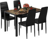 5-Piece Faux Marble Kitchen Table & Chair Set,4 PU Metal Frame Chairs for Small,Modern Compact Space for Home,M comedor4 sillas