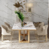 Modern Luxury Marble Dining Tables and Chairs Set Stainless Steel Gold Base Kitchen Dining Table Chair Chaises Salle Manger