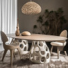 Family semi-circular dining table and chairs in ancient style, 8 people, 2 meters long, and 10 seats