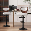 Bar Stools Set of 2 Seat Adjustable Height 24.5-33.5IN - Bentwood Swivel Barstools with Back & Footrest - PU Leather Upholstered