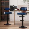 Bar Stools Set of 2 Seat Adjustable Height 24.5-33.5IN - Bentwood Swivel Barstools with Back & Footrest - PU Leather Upholstered