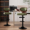 Bar Stools Set of 2 Seat Adjustable Height 24.5-33.5IN - Bentwood Swivel Barstools with Back & Footrest - PU Leather Upholstered